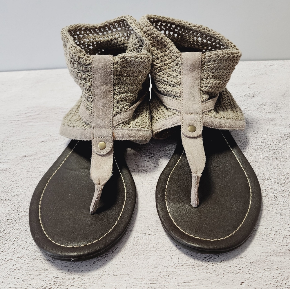 Crochet Suede Gladiator Sandals